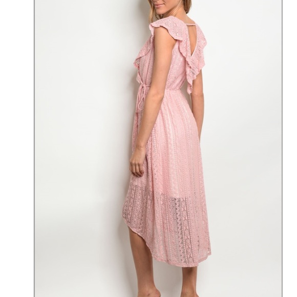 Sale! Beautiful Blush, Lace Midi Dress - Picture 2 of 7